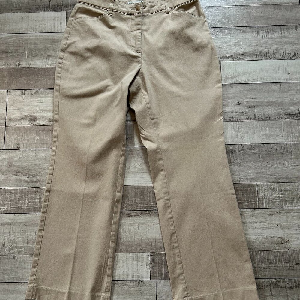 Coldwater Creek Women's Straight Leg Cotton Twill Khaki Pants Size 12 Petite